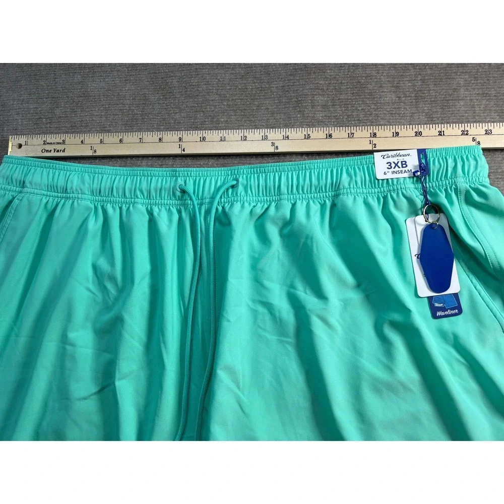 Caribbean Waveliner Mens 3XB Swim Trunks Teal Green 6‎ Inseam Boxer Brief Liner